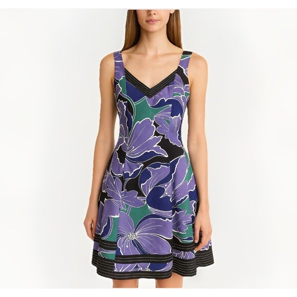 Nine West Dresses & Skirts - Nine West Purple Green Floral Dress Women’s Size 4 Party Wedding Holiday NYE